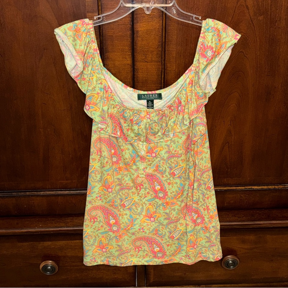Ralph Lauren Paisley Ruffle Blouse - Multicolor